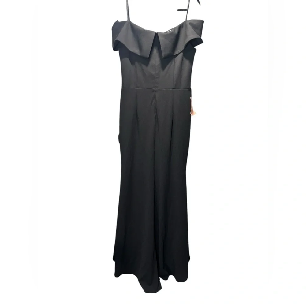 BHLDN Delice Dress in Black Off the Shoulder fitted with train size 16 - Picture 4 of 8